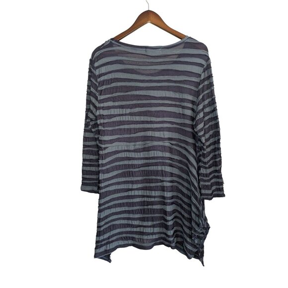 Cut Loose Asymmetrical Mesh Tunic Top Size XL Gray Lagenlook Textured Stretch - Picture 3 of 8